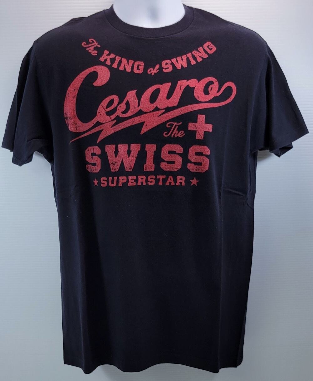 D) WWE Cesaro King of Swing Wrestling Black T-Shirt Ripple Junction Men's Large